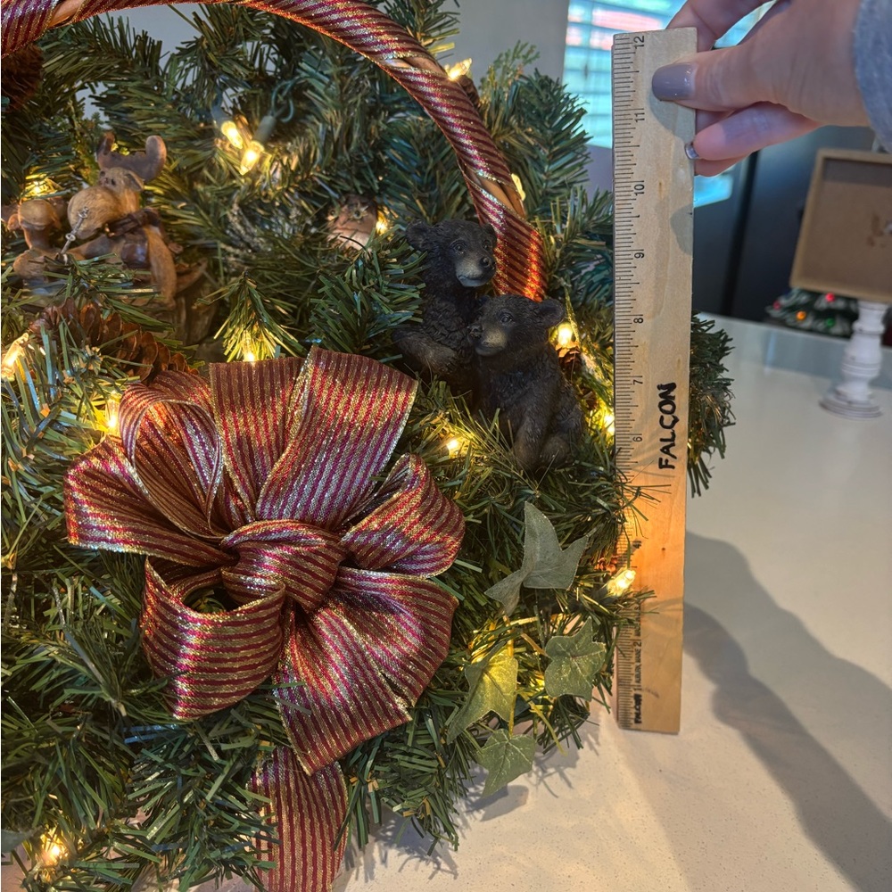 Festive Holiday Basket with Lights and Bow - Picture 4 of 4